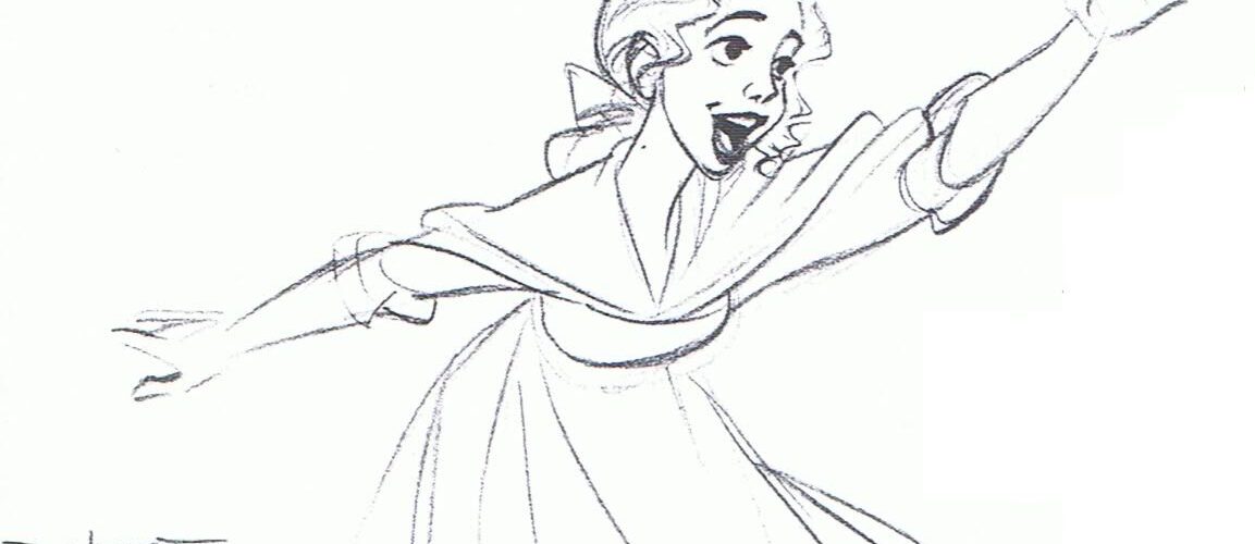 Drawing of Belle from Disney's Beauty and the Beast, signed by Dan Haskett