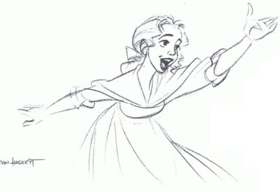 Drawing of Belle from Disney's Beauty and the Beast, signed by Dan Haskett